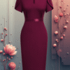 EandChic Burgandy Dress