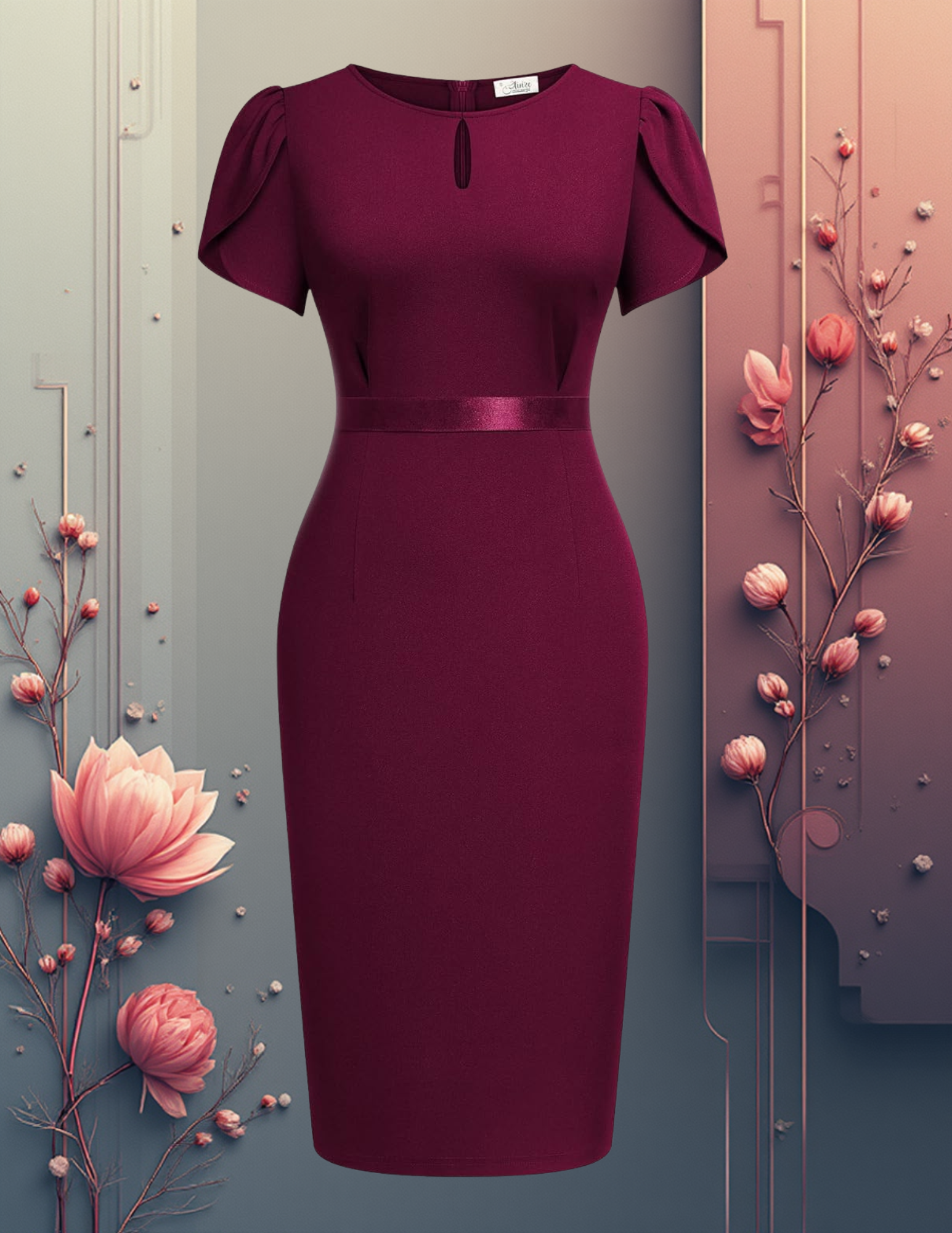 EandChic Burgandy Dress