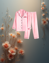 Women Satin Pajamas Set Classic Button Down Long Pjs Set