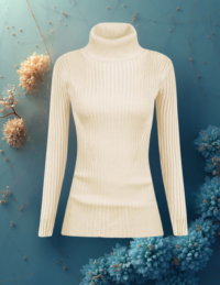 EandChic Beige Turtleneck Sweater