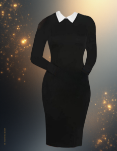 EandChic Black Dress White Collar