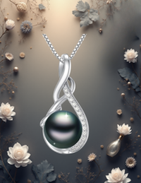 EandChic Black Pearl White Gold Necklace