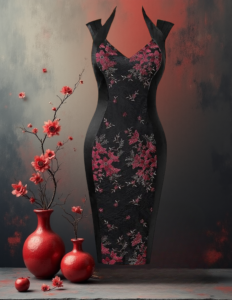 EandChic Black Red Accents V-Neck Pencil Dress