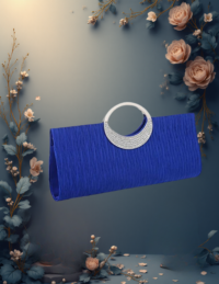 EandChic Blue Rhinestone Clutch