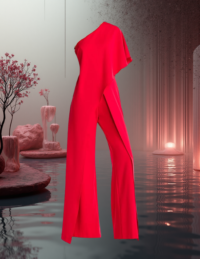 EandChic Bright Red One Shoulder Jumpsuit