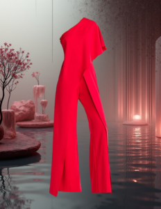 EandChic Bright Red One Shoulder Jumpsuit