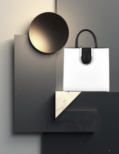 EandChic Genuine Leather White Black Handbag