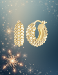 EandChic Gold Beaded Hoops Earrings