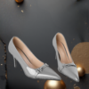 EandChic Gray Stilettos Shoes