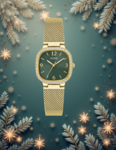EandChic Guess Green Gold Watch