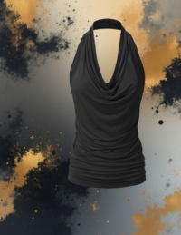 EandChic Halter Neck Draped Black Top