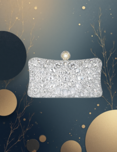 EandChic Rhinestone Silver Clutch