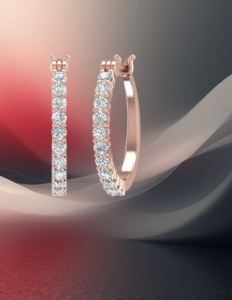 EandChic Rose Gold Diamond Loop Earrings
