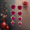 EandChic Ruby Heart Drop Earrings