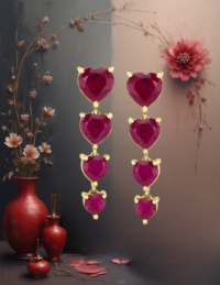 EandChic Ruby Heart Drop Earrings