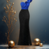 EandChic Ruffle One Shoulder Royal Blue Dress
