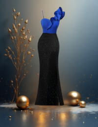 EandChic Ruffle One Shoulder Royal Blue Dress