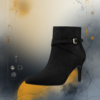 EandChic Short Buckle Black Boots