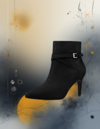 EandChic Short Buckle Black Boots