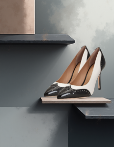 EandChic White Black Retro Stilettos