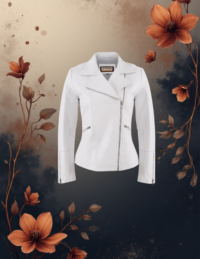 EandChic White Leather Jacket