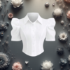 EandChic White Shirt Puff Sleeves