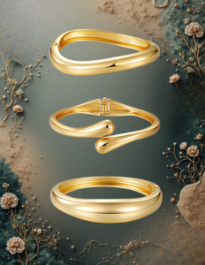 EandChic Yellow Gold Cuff Bracelets