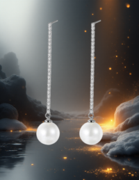 EandChic White Pearl Dangle Earrings