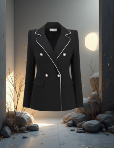 EandChic Double Breasted Black Blazer