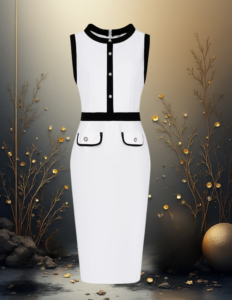 EandChic White with Black Accent Sheath Dress