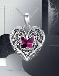 EandChic Black Fuschia Heart Necklace
