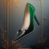 EandChic Black Green Beaded Pumps Shoes