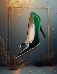 EandChic Black Green Beaded Pumps Shoes