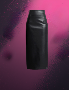 EandChic Black Leather Pencial Skirt