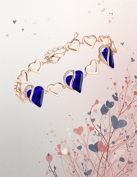 EandChic Rose Gold Blue Heart Bracelet