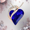 EandChic Rose Gold Blue Heart Necklace