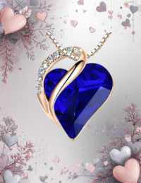 EandChic Rose Gold Blue Heart Necklace