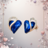 EandChic Rose Gold Blue Heart Stud Earrings