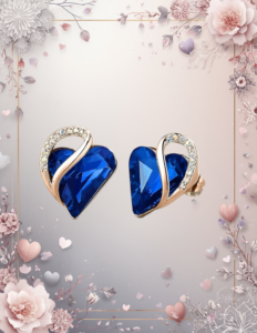 EandChic Rose Gold Blue Heart Stud Earrings
