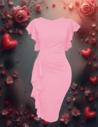 EandChic Ruffle Pink Midi Dress